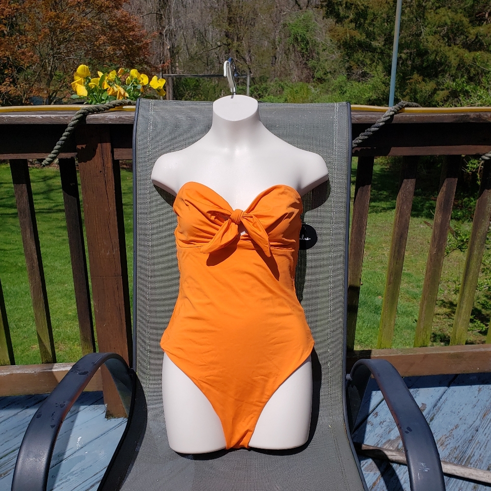 🍑Tropical Sexy Orange Strapless Swimsuit🍑
